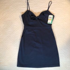 Gianni Bini Navy Blue Spaghetti Strap Sheath Mini Dress with Front Bow - Small